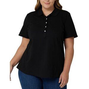 Riders by Lee Polo T-Shirt Top Short Sleeve Collared Shirt Stretch Black Plus 2X